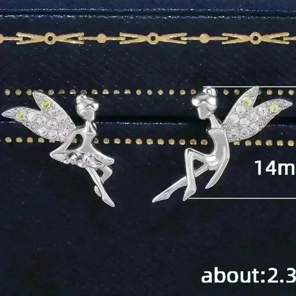 🎁 Dainty White CZ Sweet Wing Fairies Stud Earrings for Women, GPMB1441